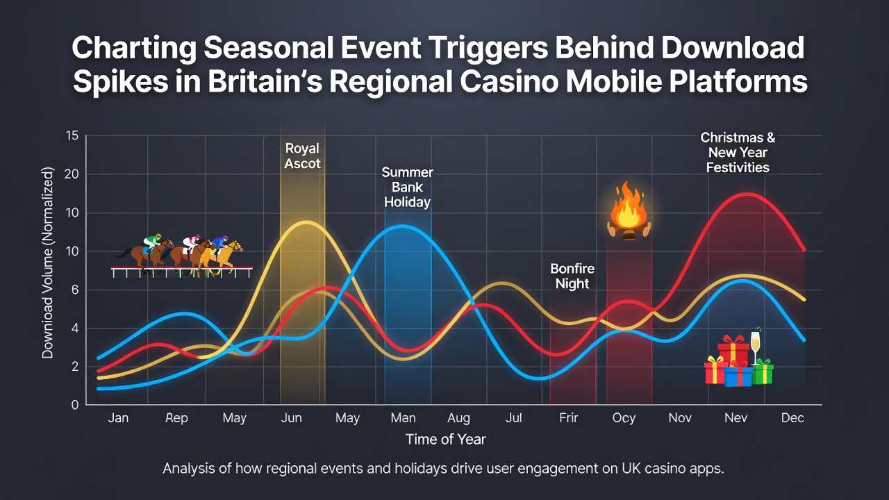 Regional casino app download patterns visualized through seasonal event data charts across UK cities