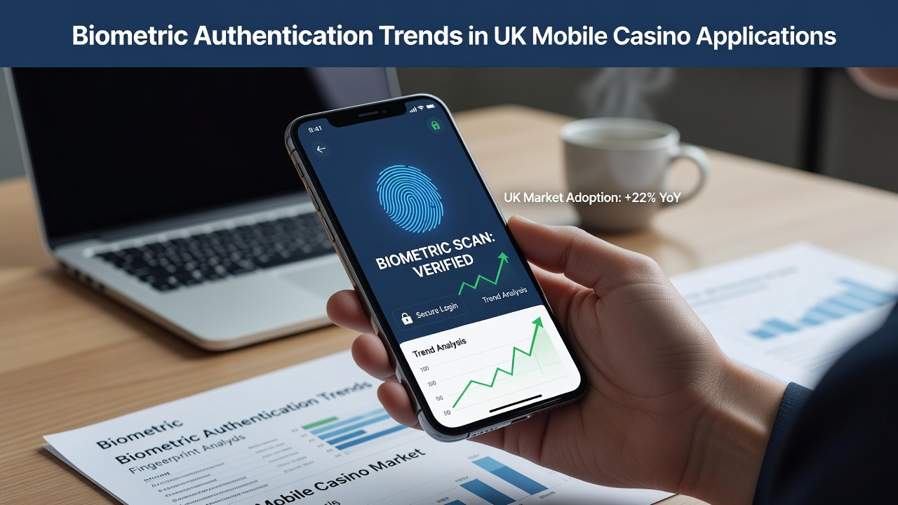Biometric authentication interface on a UK mobile casino app showing fingerprint and facial recognition options