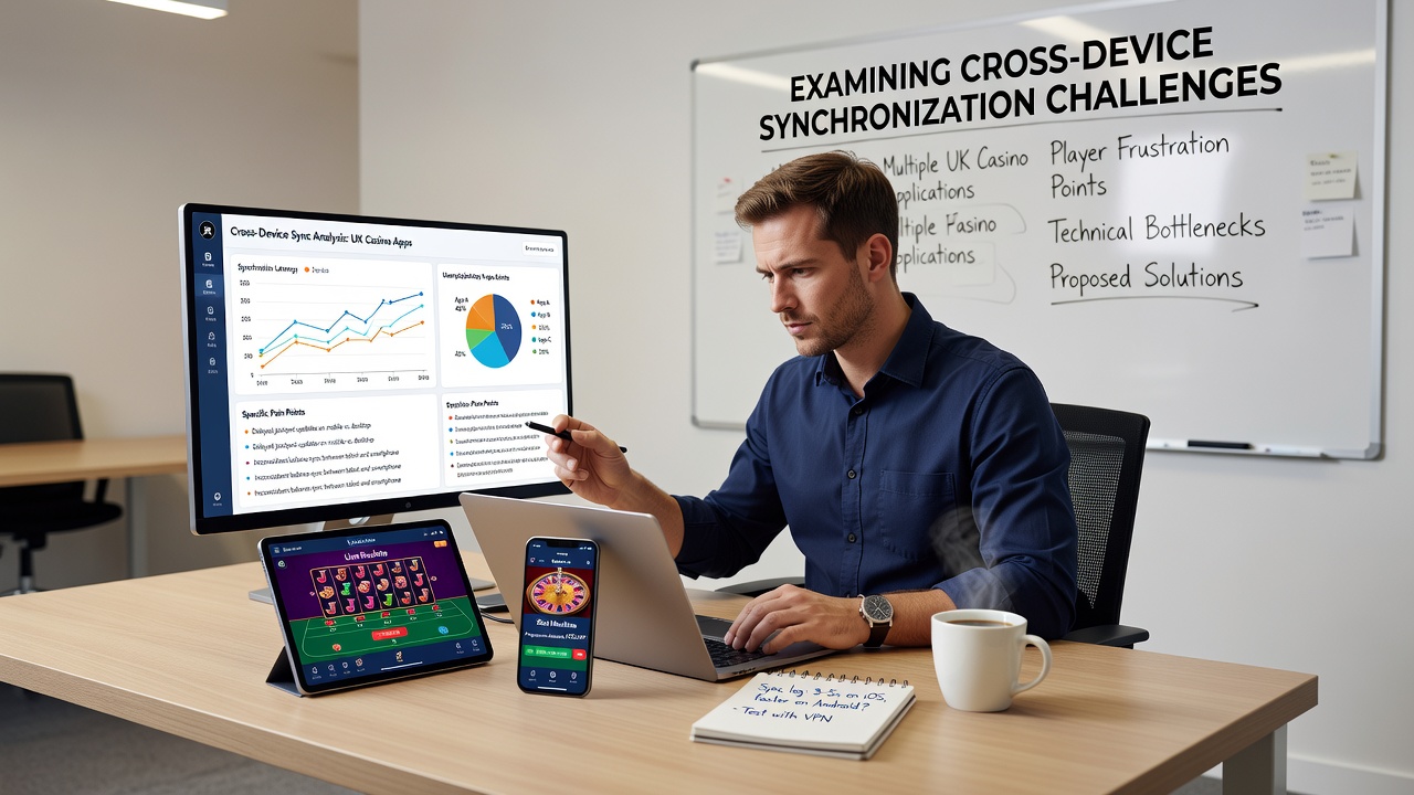 Illustration of fragmented data flows between casino apps on various devices