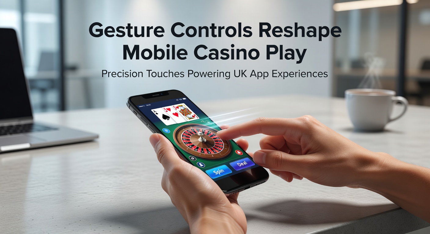 Smartphone screen displaying a mobile casino app with gesture controls like swipe spins on slots and pinch zooms on roulette tables, highlighting intuitive touch interactions in a vibrant gaming interface