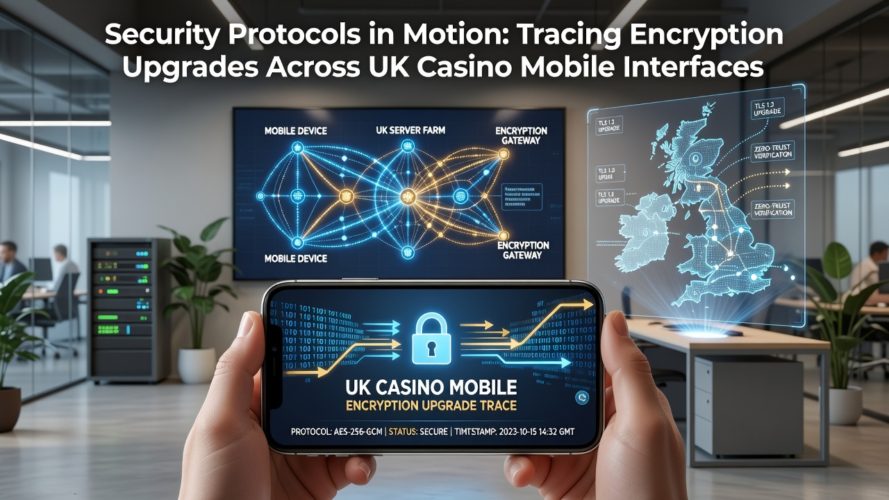 UK casino mobile app interface displaying encrypted connection indicators and security protocol details on a smartphone screen