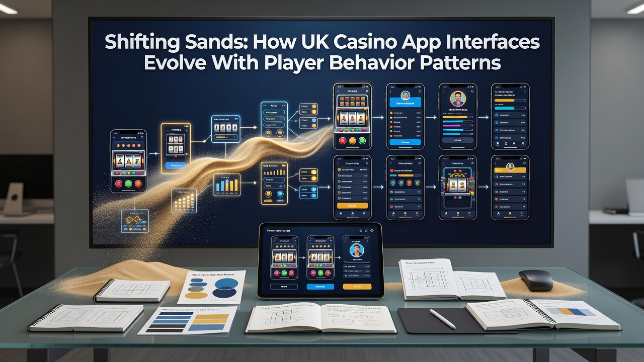 UK casino app interface adapting to player session data with dynamic menu layouts and personalized game suggestions