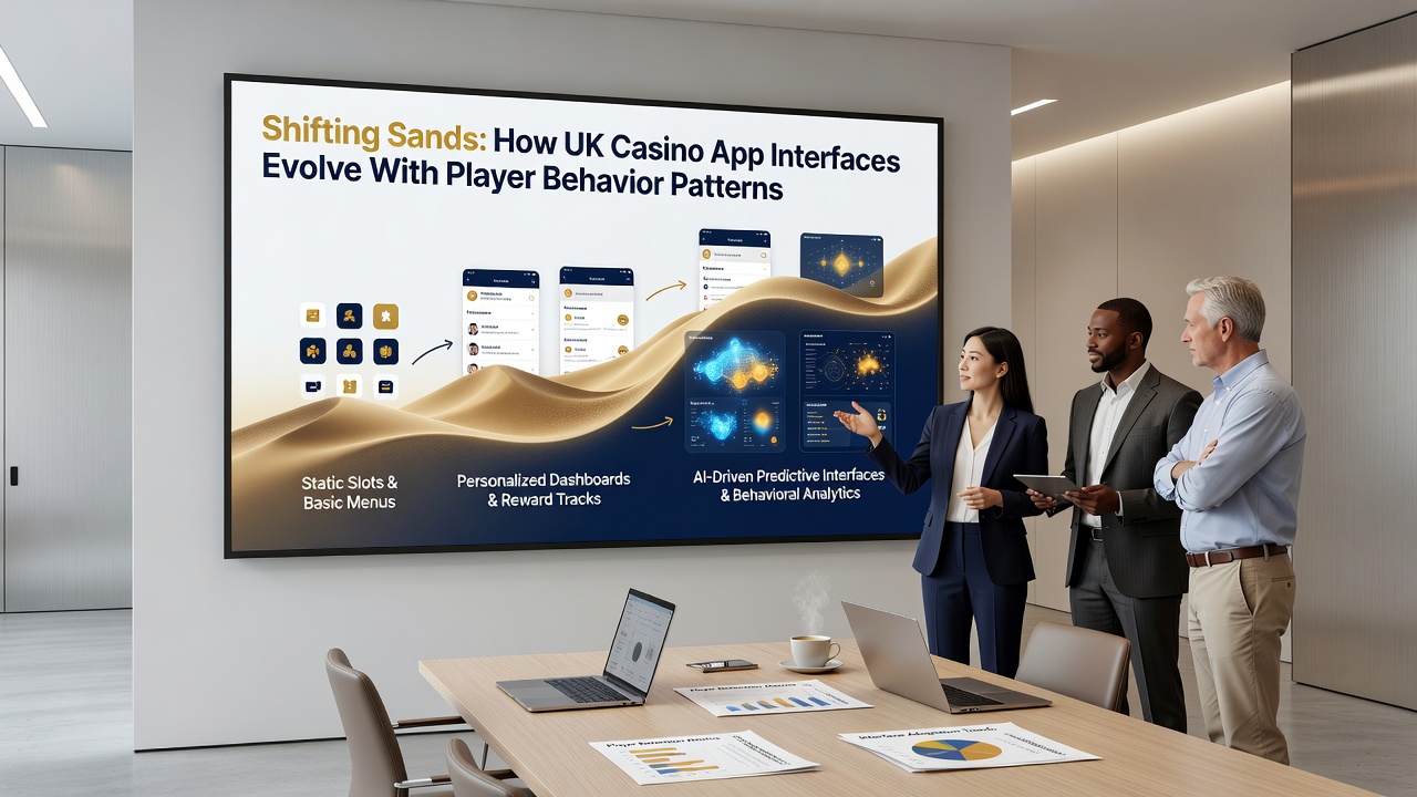 Dynamic UK mobile casino dashboard showing evolved player habit tracking with color-coded activity zones and responsive controls