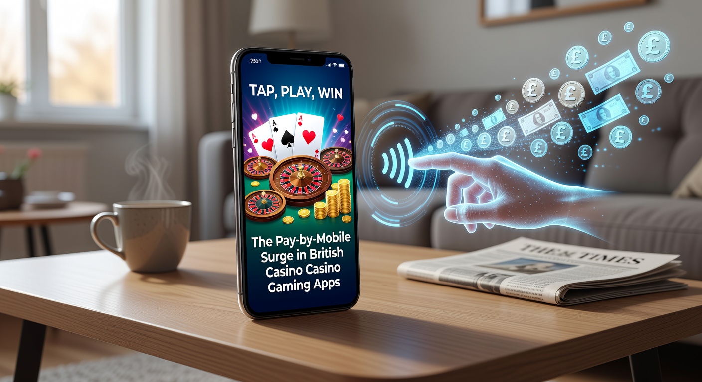 Smartphone screen displaying a casino app interface with pay-by-mobile option highlighted, showing seamless deposit via phone bill