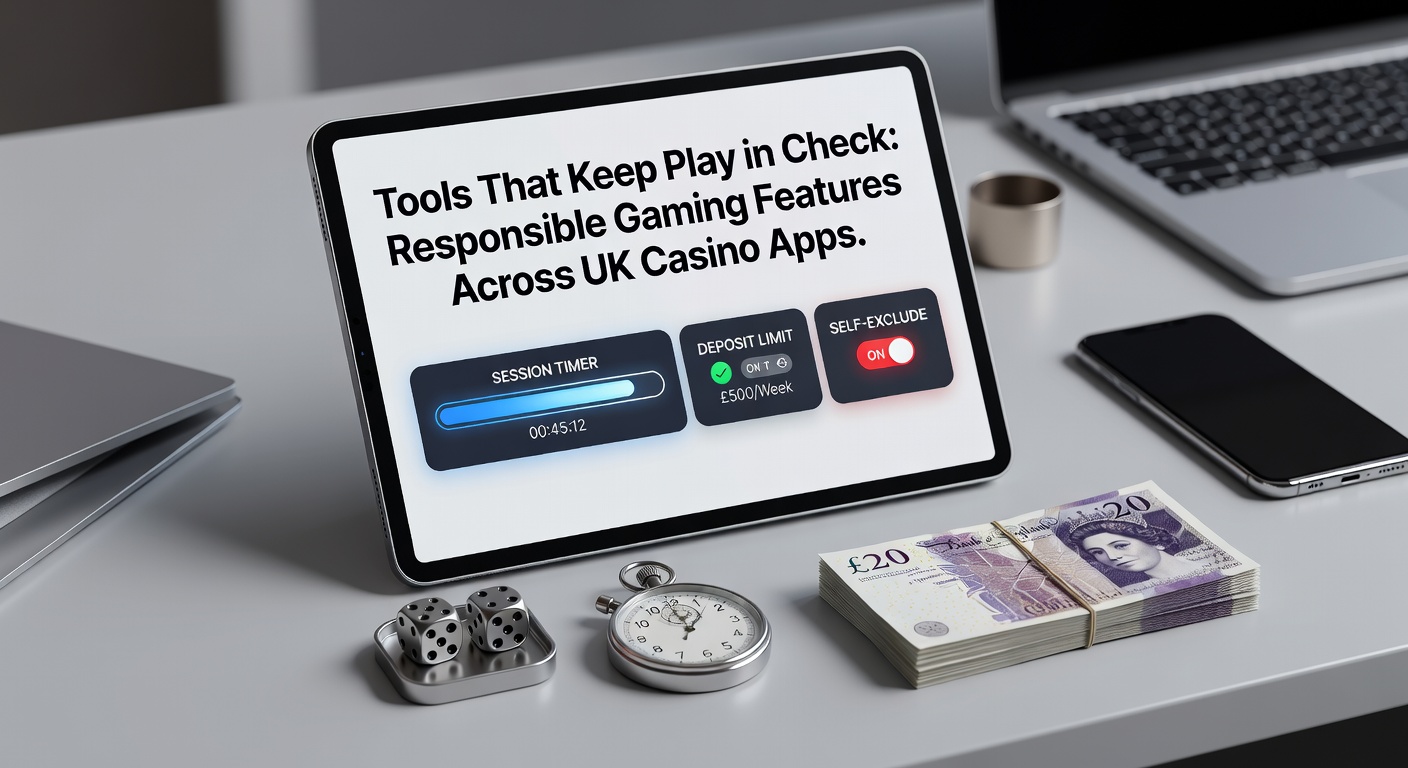 Screenshot of a UK casino app displaying responsible gaming tools like deposit limits and self-exclusion options