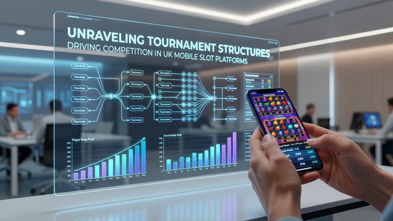 Mobile slot tournament leaderboard interface on a smartphone showing real-time player rankings and prize pools
