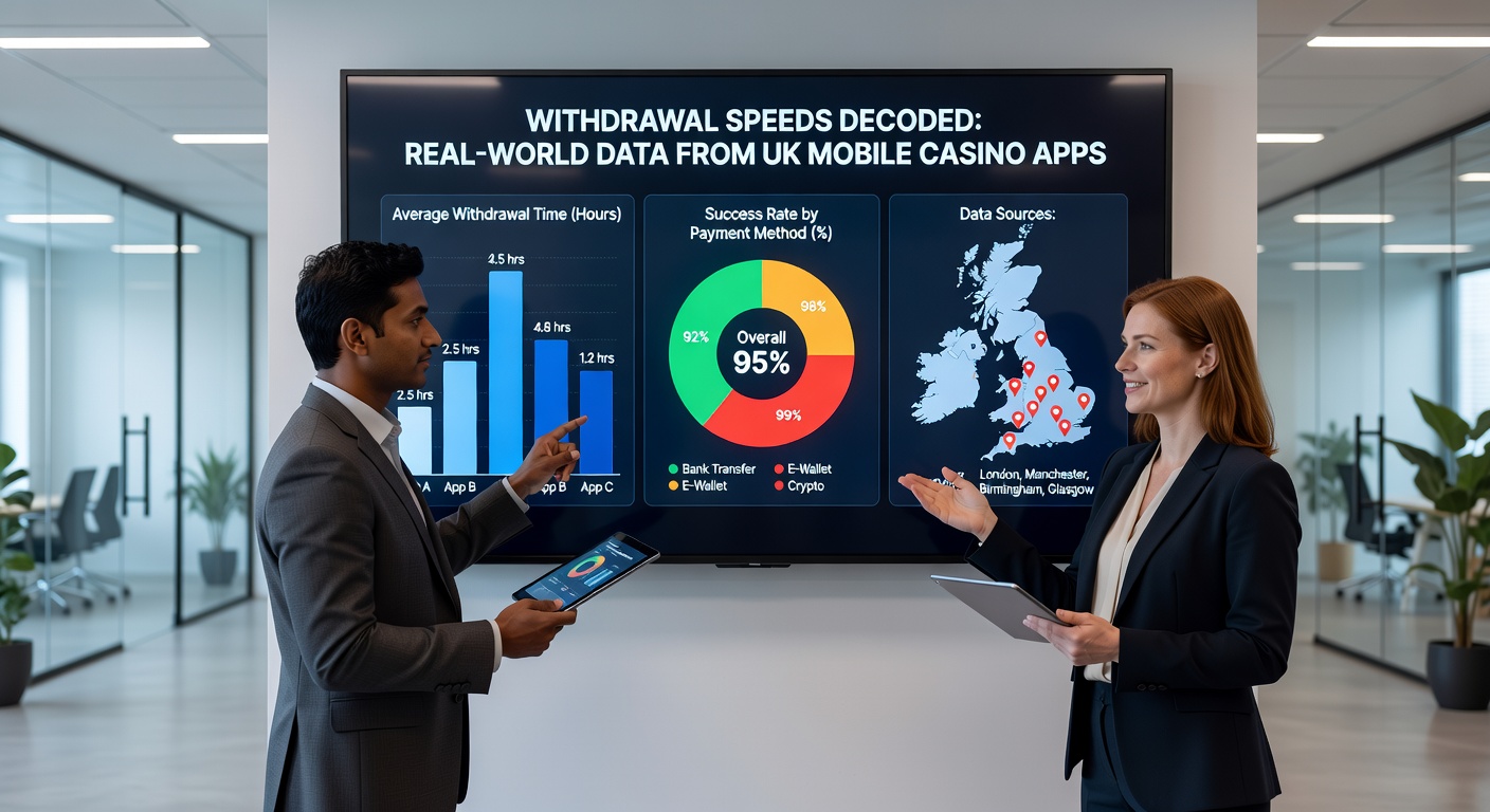 Infographic comparing withdrawal times by payment method in UK mobile casinos, with bars for e-wallets, cards, and bank transfers from 2026 data